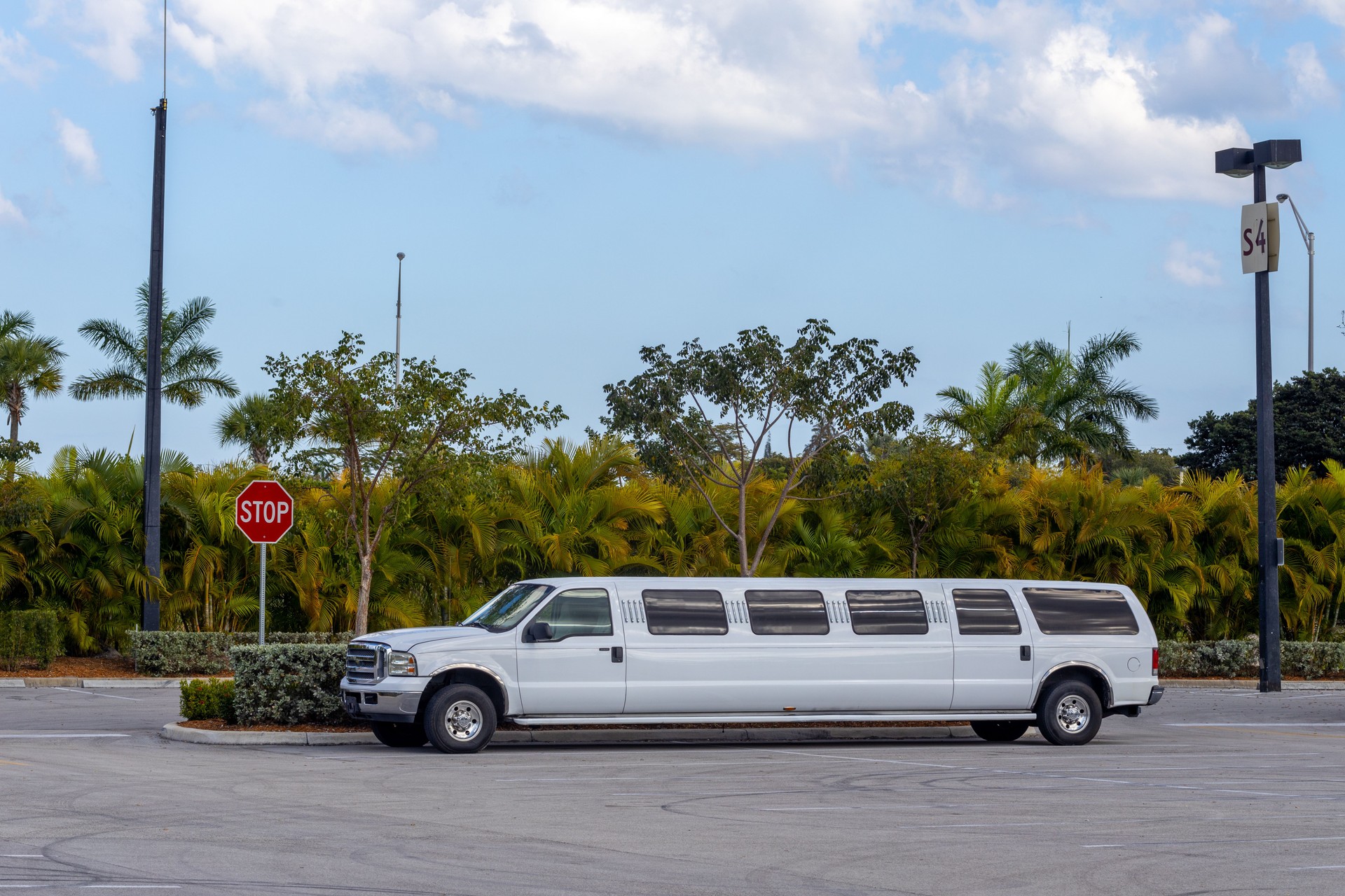 Limousine on parking lot in Miami
